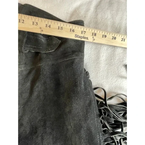 Harley Davidson Black Leather Chaps‎ with Fringe - Picture 6 of 13